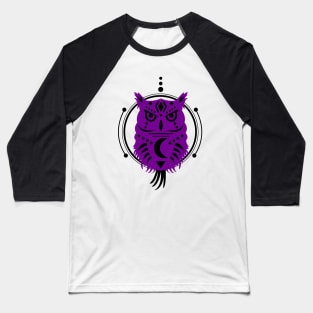 Owl Geometrical Tribal Purple Baseball T-Shirt